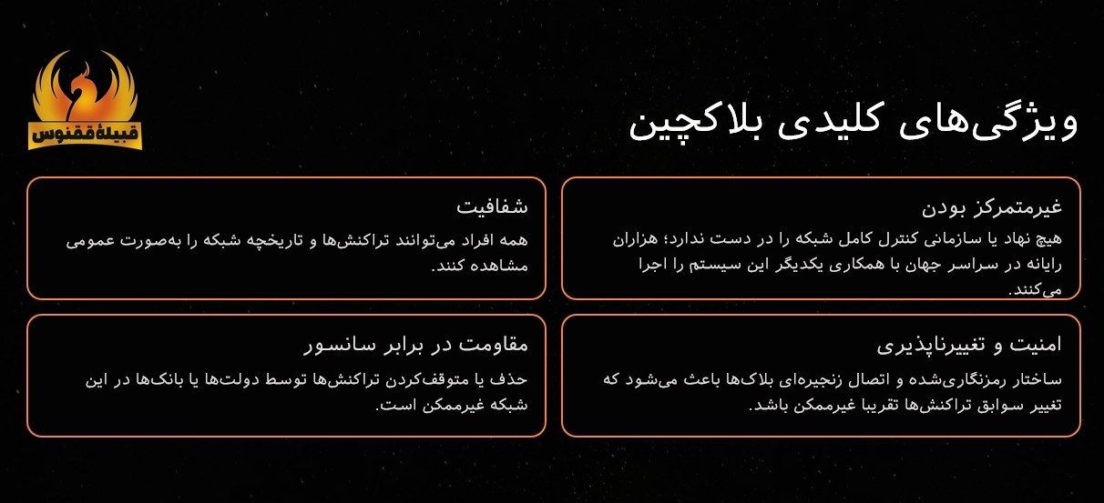 ویژگی های کلیدی بلاکچین