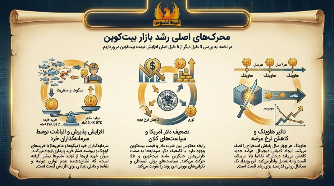 محرکهای اصلی رشد بازار بیتکوین (سه دلیل دیگر)