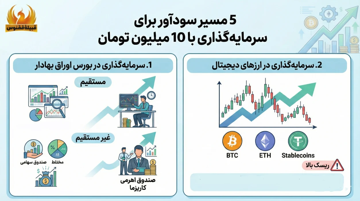5 مسیر سودآور برای سرمایهگذاری با 10 میلیون تومان