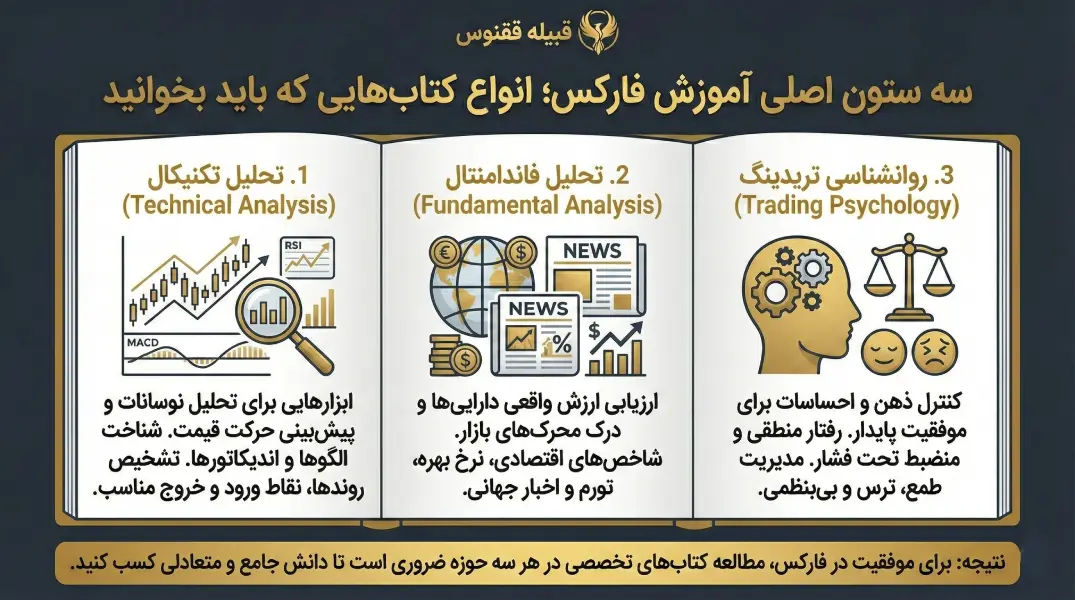 سه ستون اصلی آموزش فارکس؛ انواع کتابهایی که باید بخوانید