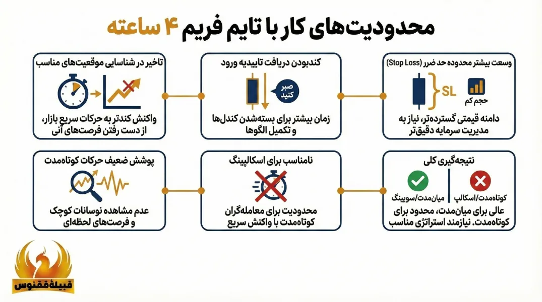 محدودیتهای کار با تایم فریم 4 ساعته